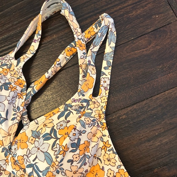 NWT One Piece Tummy Control Deep V Neck Double Straps Back Tie Swimsuit - Picture 13 of 15